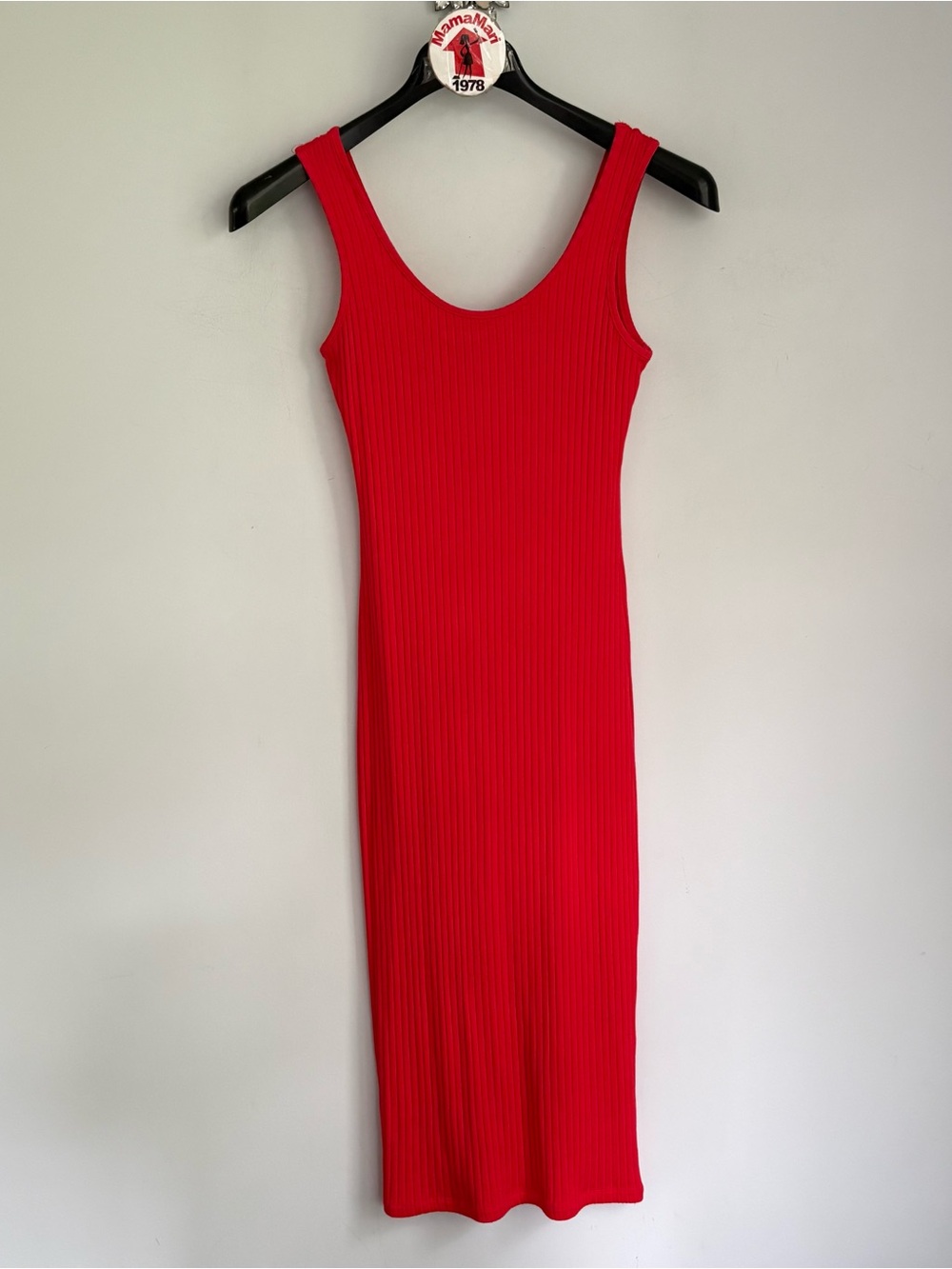 Red Ribbed Tank Midi Dress Revamped